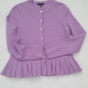 Brooks Brothers Cardigan pleated peplum 100% wool